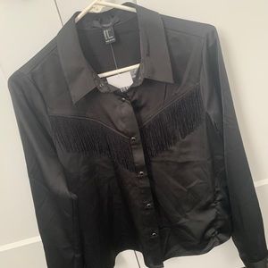 Western fringe button up blouse